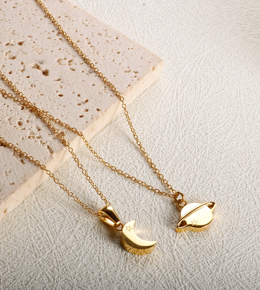 Moon & Saturn Necklace